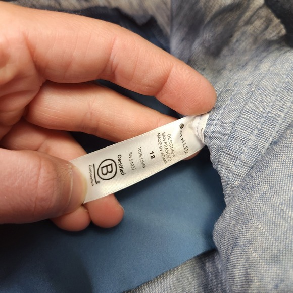 Athleta Cabo Linen Joggers Women 18 Blue Elastic Waist Drawstring Athleisure - Picture 9 of 11